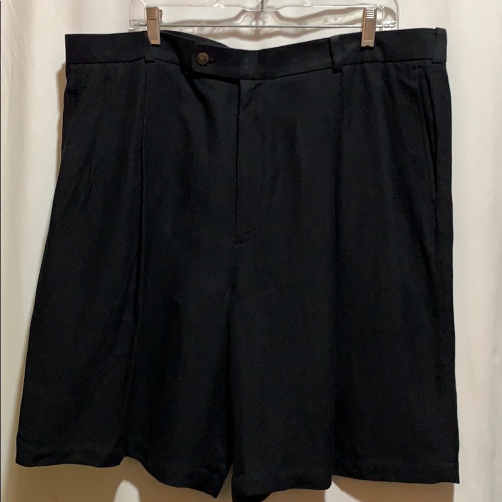 BARRY BRICKEN DRESS SHORTS BLK SILK/LINEN SZ 42